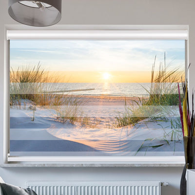 Doppellrollo mit Kassette Motiv 'Ostsee Duene Sonnenuntergang'