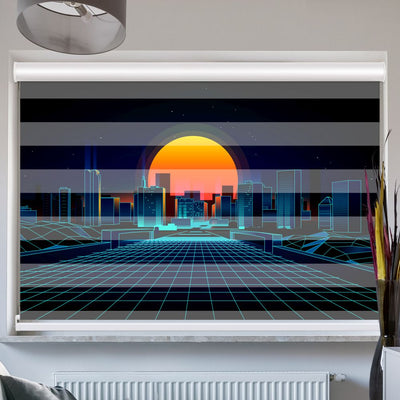 Doppellrollo mit Kassette Motiv 'Retro Sci Fi Background'