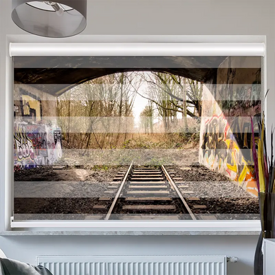 Doppelrollo Kassette Bahnschienen Endstation