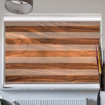 Doppelrollo Kassette Walnuss Holzplanke