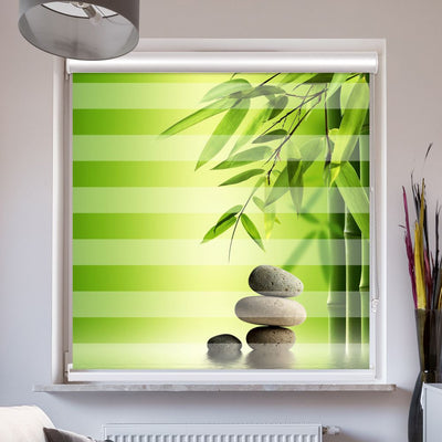 Doppelrollo mit Kassette Wellness Steine Bambus