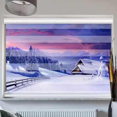 Doppellrollo mit Kassette Motiv 'Winterlandschaft'