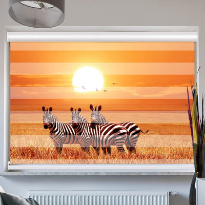 Doppellrollo mit Kassette Motiv 'Zebras Afrika Savanne'