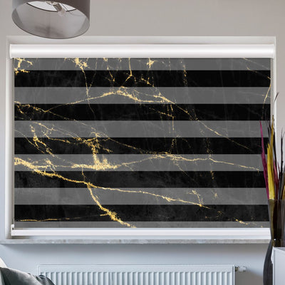 Doppelrollo mit Kassette Schwarz Goldener Hintergrund