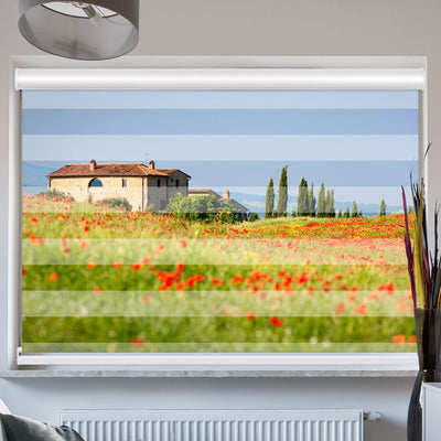 Doppelrollo mit Kassette Toskana Landschaft