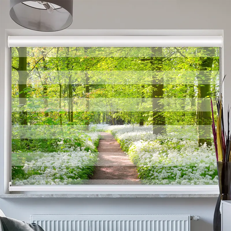 Doppelrollo Kassette Waldweg Mit Blumen