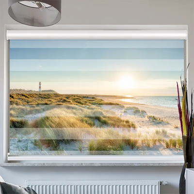 Doppelrollo Kassette Leuchtturm Strand Meer Auf Sylt