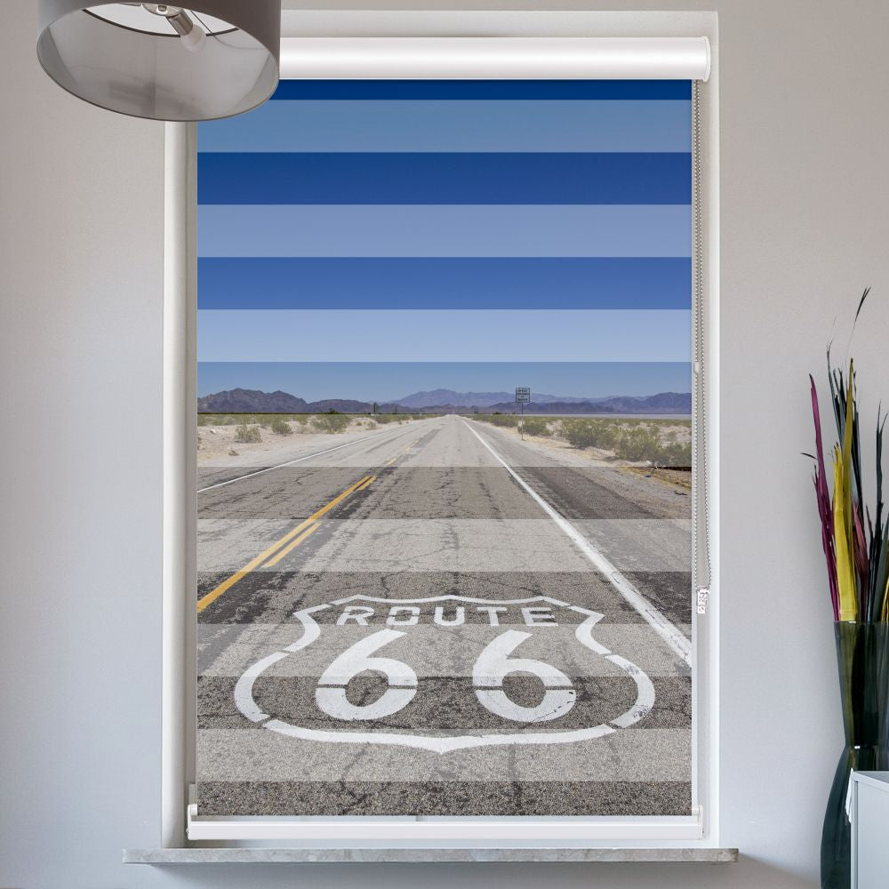 Doppellrollo mit Kassette Motiv 'Route 66'