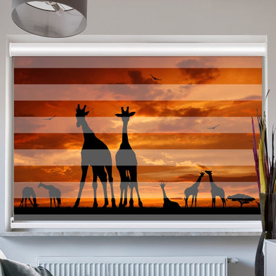 Doppellrollo mit Kassette Motiv 'Giraffen Afrika'