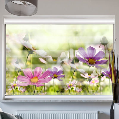 Doppelrollo mit Kassette Blumen Bluehen auf Wiese
