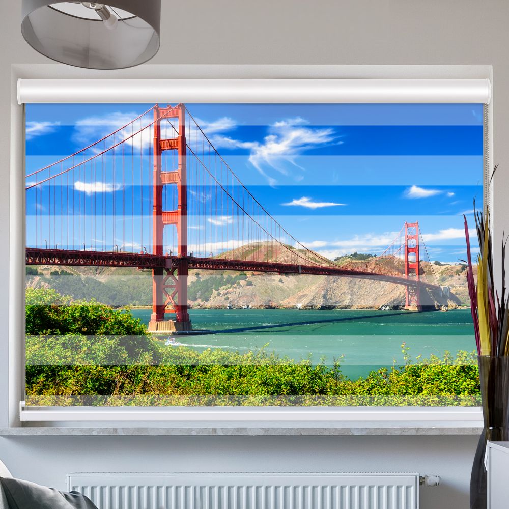 Doppellrollo mit Kassette Motiv 'Golden Gate Bridge'