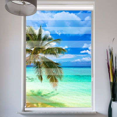 Doppelrollo mit Kassette Palme Meer