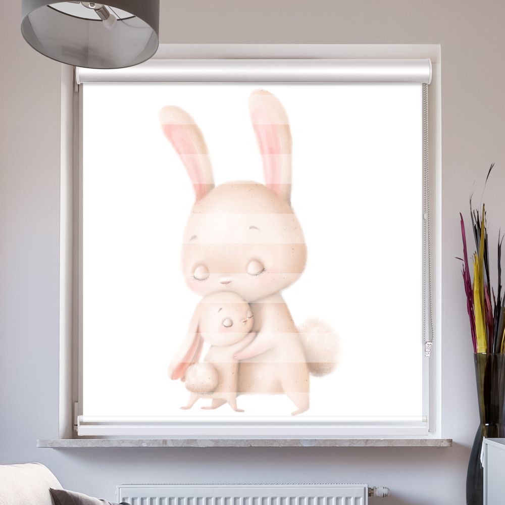 Doppellrollo mit Kassette Motiv 'Hase Kindermotiv'