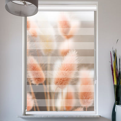 Doppellrollo mit Kassette Motiv 'Hasenschwanzgras Flauschig'