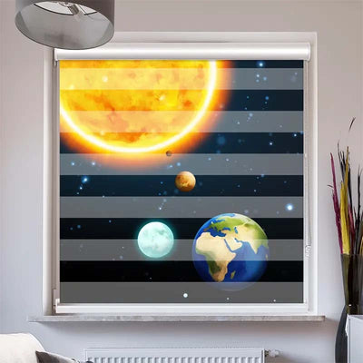 Doppelrollo mit Kassette  Sonne und Planeten