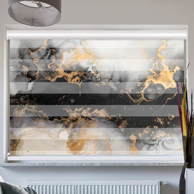 Doppelrollo mit Kassette Abstrakt Marmor Schwarz Gold