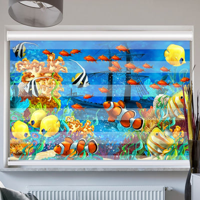 Doppelrollo mit Kassette Fische Kindermotiv