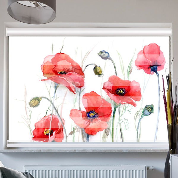 Doppelrollo mit Kassette  "Mohnblumen Gemaelde"