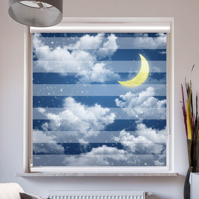 Doppelrollo mit Kassette Halbmond Himmel Nacht