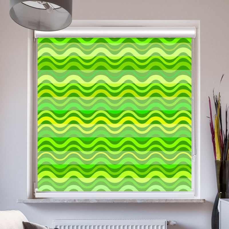 Doppellrollo mit Kassette Motiv 'Abstrakt Gruen'