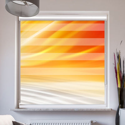 Doppelrollo mit Kassette Wellen Orange Grau