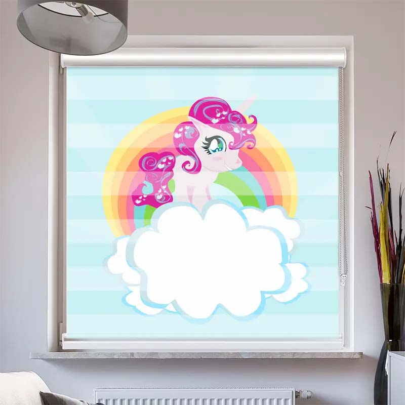 Doppelrollo mit Kassette  Pony auf der Wolke