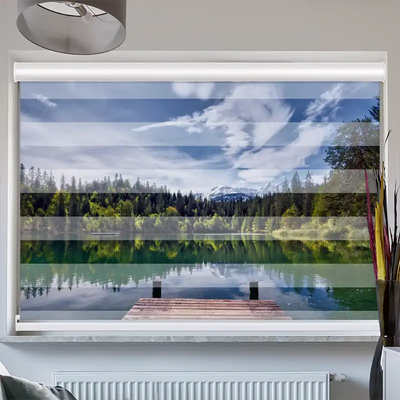 Doppelrollo Kassette Bergsee im Wald