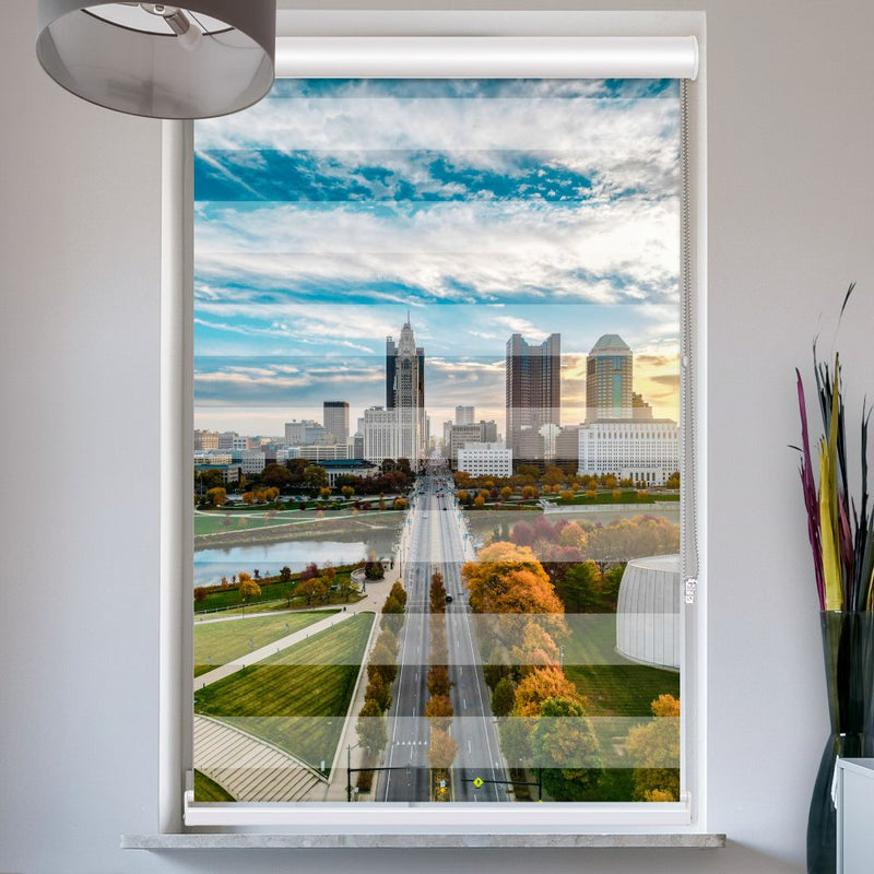 Doppellrollo mit Kassette Motiv 'Downtown City Skyline'