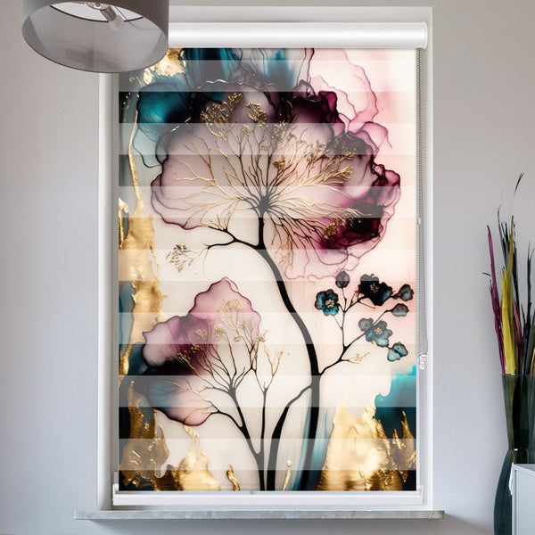 Doppelrollo mit Kassette  "Floral Abstrakt"
