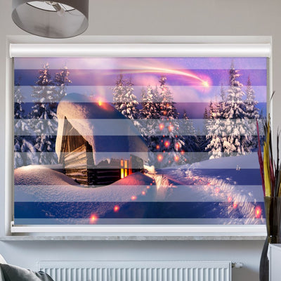 Doppellrollo mit Kassette Motiv 'Schneehuette Winterlandschaft'