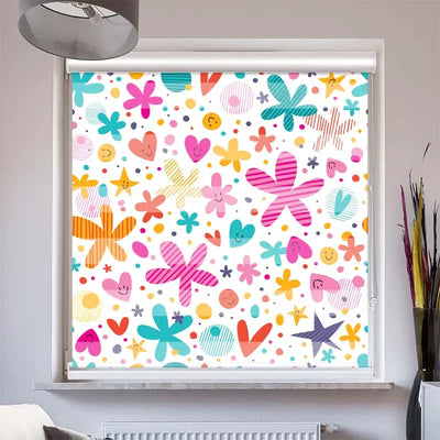 Doppelrollo mit Kassette  Herzen und Sterne