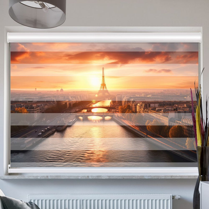 Doppellrollo mit Kassette Motiv 'Paris Skyline Seine'