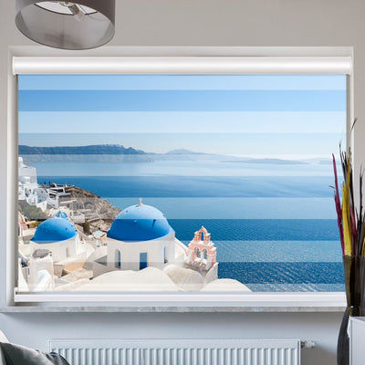 Doppelrollo mit Kassette Kirche Santorini