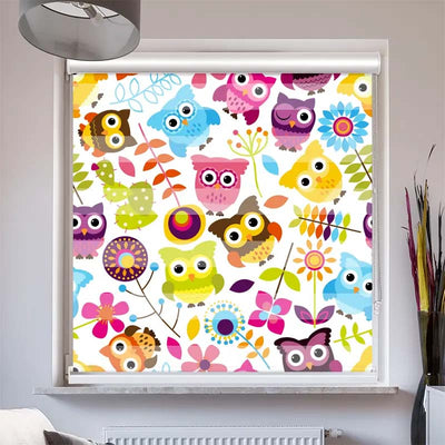 Doppelrollo mit Kassette  Eulen Grafik