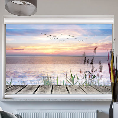 Doppelrollo mit Kassette See Steg Schilf