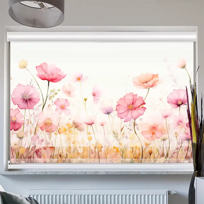 Doppelrollo Kassette Aquarell Rosen und Mohn