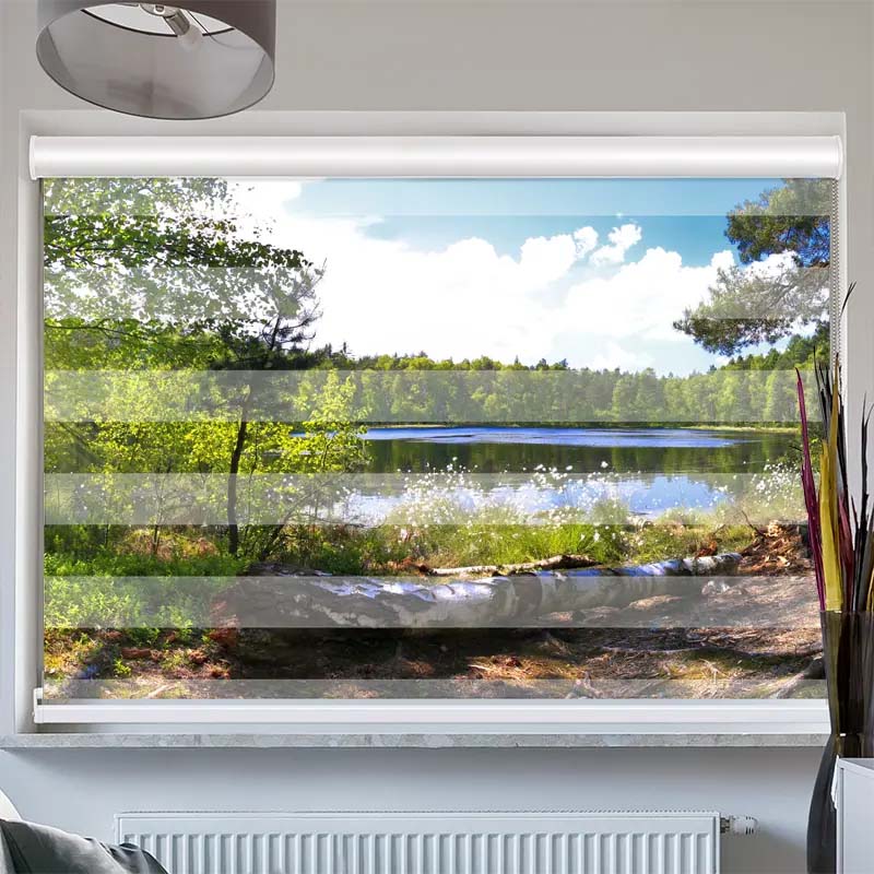 Doppelrollo mit Kassette  Waldsee Panorama