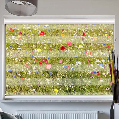 Doppelrollo mit Kassette  Wiese mit Wildblumen
