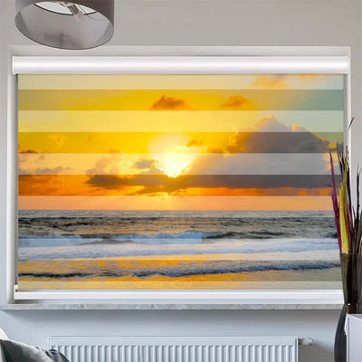 Doppelrollo mit Kassette  Sonnenuntergang Meer