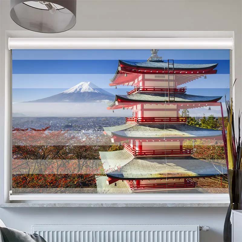 Doppelrollo mit Kassette  Fuji im Herbst
