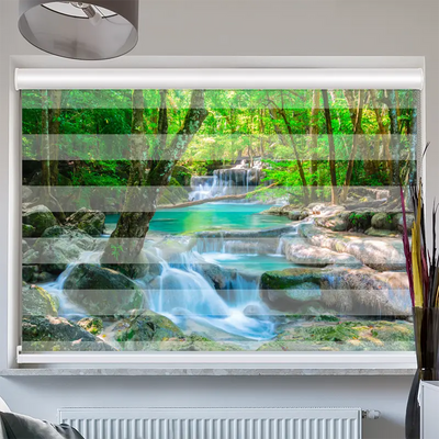 Doppelrollo Kassette Wasserfall Im Wald In Thailand