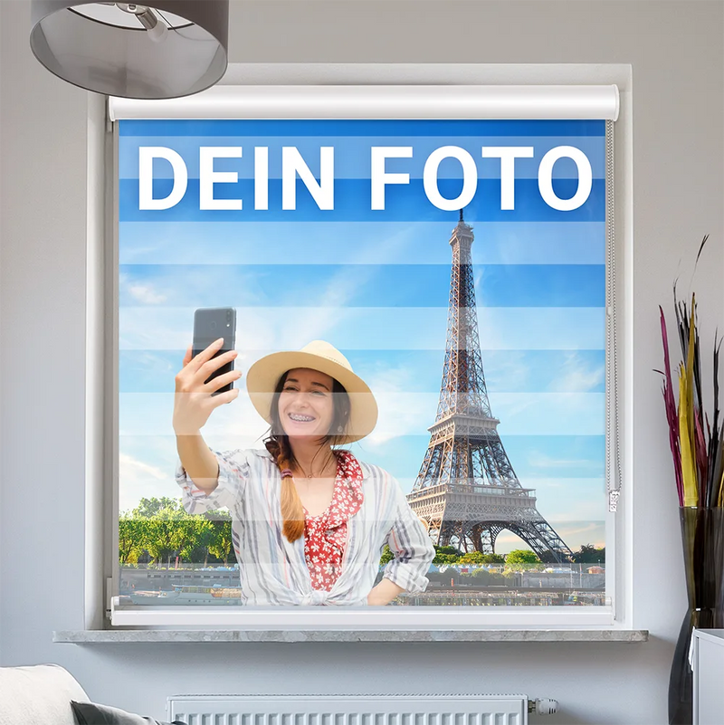 Doppelrollo mit Kassette mit eigenem Motiv