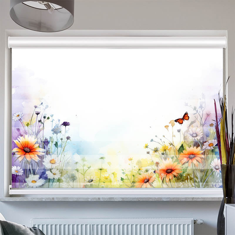Doppelrollo mit Kassette Wildblumen mit Schmetterling