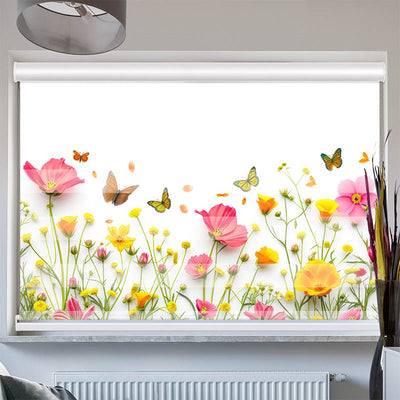 Doppelrollo mit Kassette Blumen und Schmetterlinge