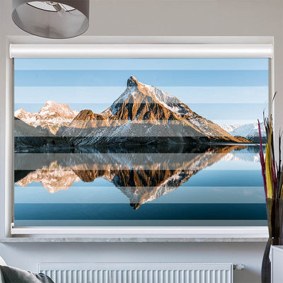 Doppelrollo mit Kassette Sonnenuntergang am Bergsee