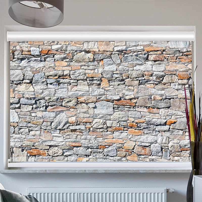 Doppelrollo mit Kassette Natursteinmauer