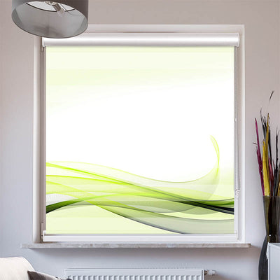 Doppelrollo mit Kassette Abstrakt Gruene Wellen