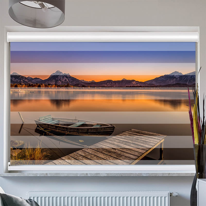 Doppelrollo mit Kassette Abendstimmung am Hopfensee