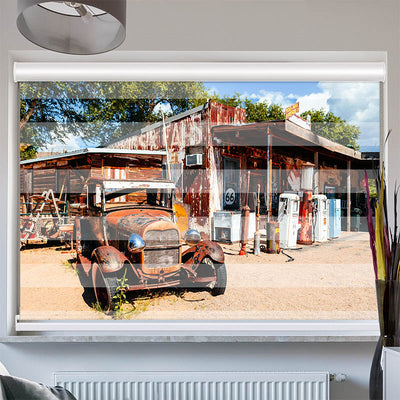 Doppelrollo mit Kassette Verlassene Tankstelle an der Route 66