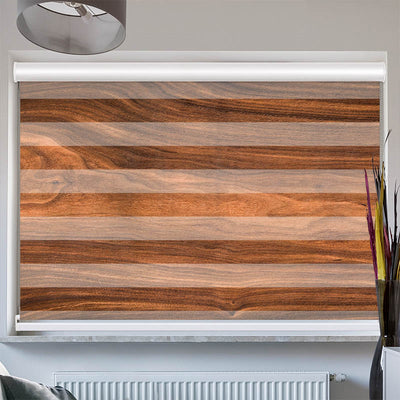 Doppelrollo mit Kassette Walnuss Holzplanke